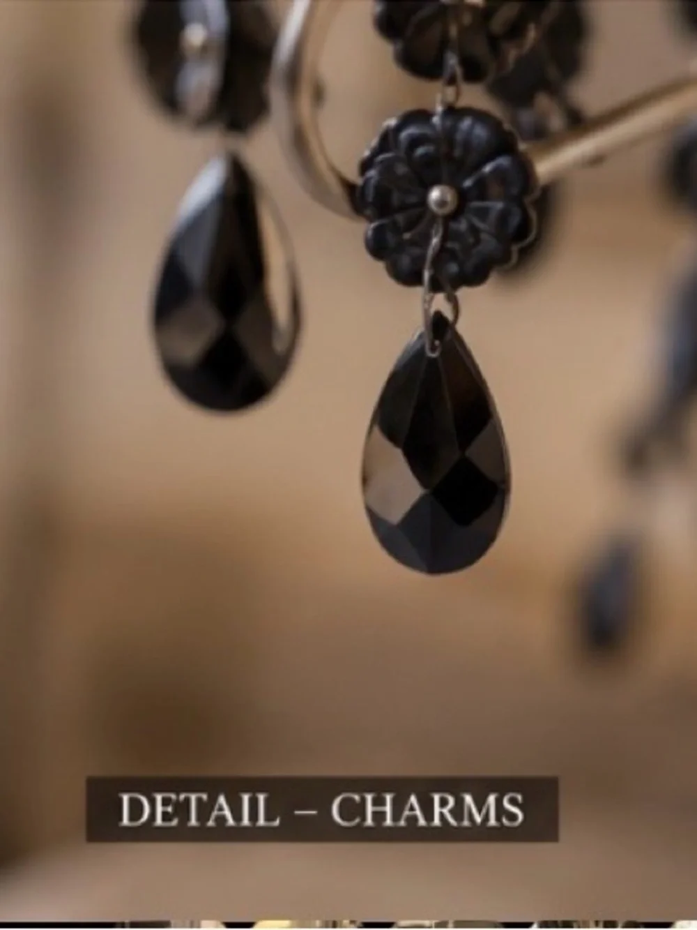 Silver Tiered Candelabra with Black Teardrop Crystals- gorgeous